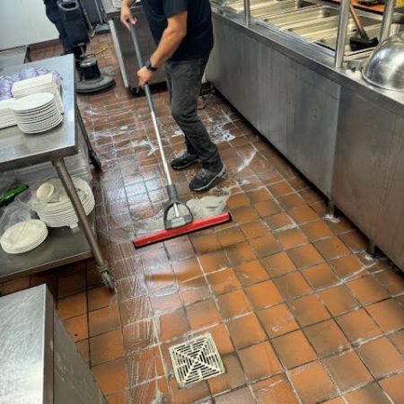floor cleaning in commercial kitchen